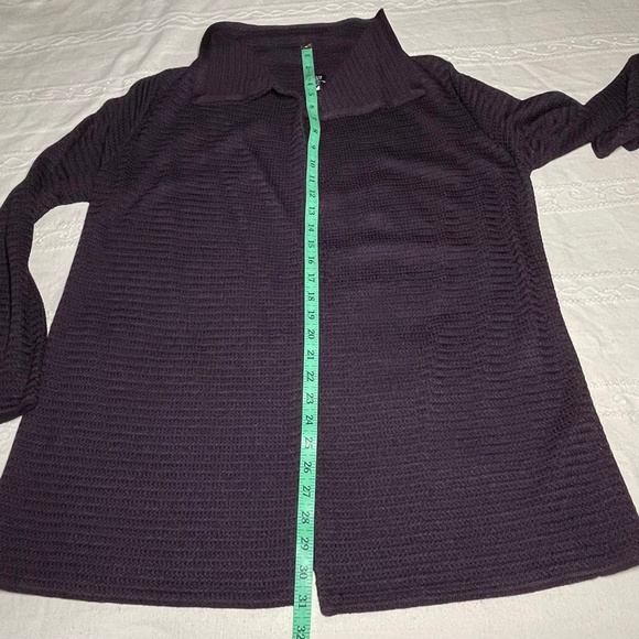 Eileen Fisher Open Cardigan Sweater Purple Silk Tussah Herringbone Knit P Medium - Picture 10 of 10